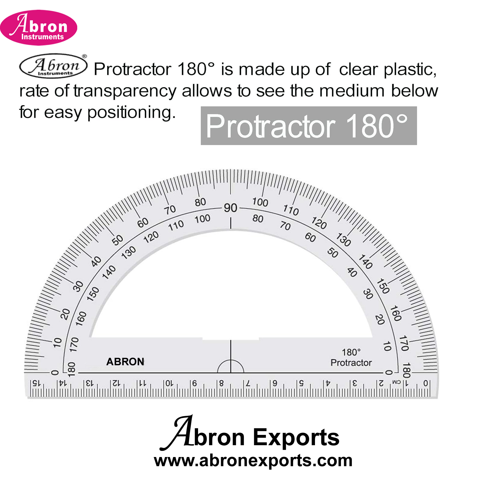 Geography Math Protector Half D with 0-180 Degree Angles Scale Plastic 20pc Abron GA-012PH6 